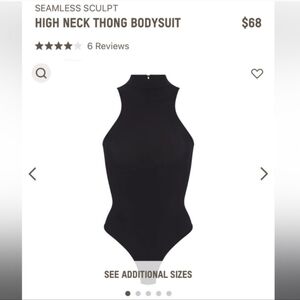 SKIMS Seamless Sculpt High Neck Thong Bodysuit Onyx Size S